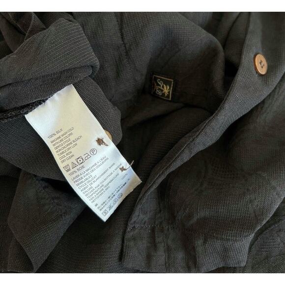 Tommy Bahama Mens XL 100% Silk Black Short Sleeve Shirt Button Floral Pocket - Picture 5 of 5